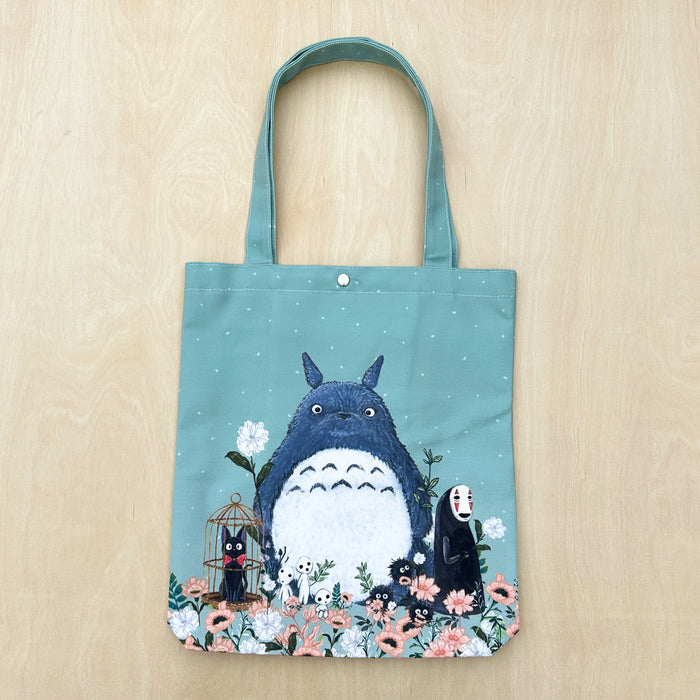 Deluxe Canvas Tote Bag of Ghibli Flowers